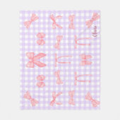 Couverture Polaire Pastel Purple En vichy & Pink Bow Fleece Blanche (Devant)
