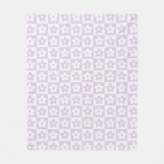 Couverture Polaire Pastel Purple Retro À damiers Fleur Motif (Devant)