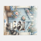 Couverture Polaire Pastel Raccoon Letter Garden (Devant (Horizontal))
