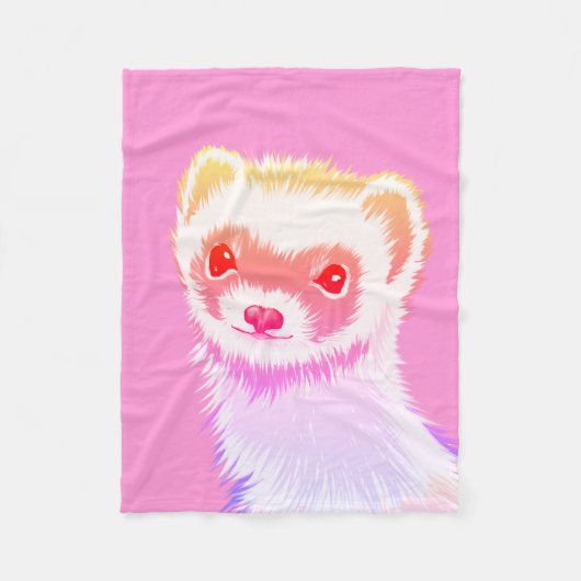 Couverture Polaire Pastel Rainbow Ferret - Cute Pink Pet Art (Devant)