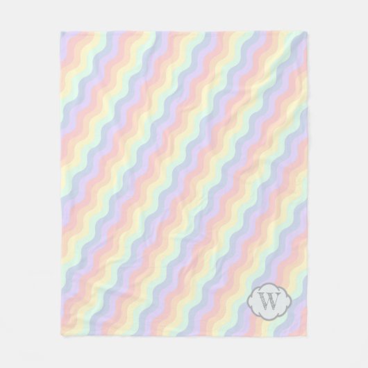 Couverture Polaire Pastel Rainbow Waves Fleece Blanche (Devant)