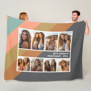 Couverture Polaire Pastel Retro Stripe 8 Photo Collage Girls Week-end