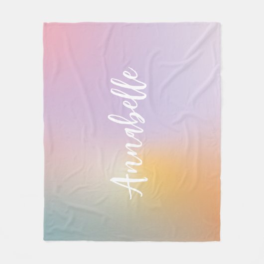 Couverture Polaire Pastel rose arc-en-ciel girly monogramme simple sc (Devant)