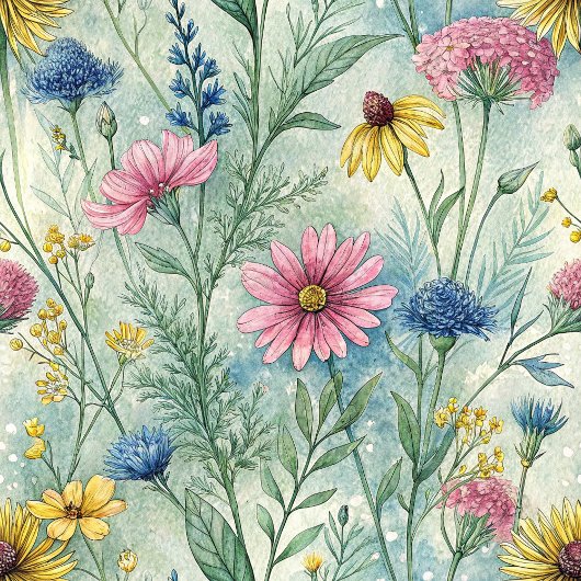 Couverture Polaire Pastel Rose Sage Vert Fleurs sauvages Boho Vibes