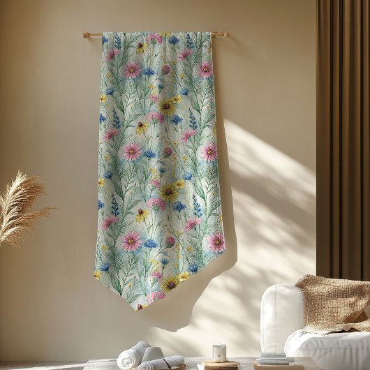 Couverture Polaire Pastel Rose Sage Vert Fleurs sauvages Boho Vibes