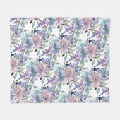 Couverture Polaire Pastel rose violet bleu-bleu-bleu floral (Devant (Horizontal))