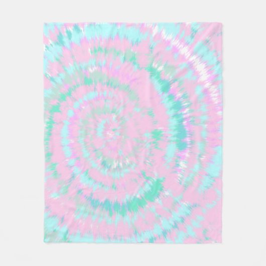 Couverture Polaire Pastel Tie Dye Motif Pink Aqua Mint Green (Devant)