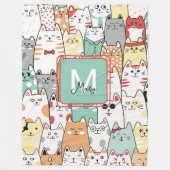 Couverture Polaire Pastel Watercolor Chat Kitties Nom Monogram Enfant (Devant)