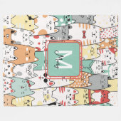 Couverture Polaire Pastel Watercolor Chat Kitties Nom Monogram Enfant (Devant (Horizontal))