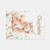 Couverture Polaire Pastel Whimsical unicorn fleur sauvage (Devant (Horizontal))