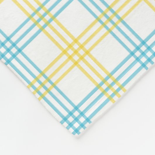 Couverture Polaire Pastel Yellow Blue Plaid Custom Name (Coin)