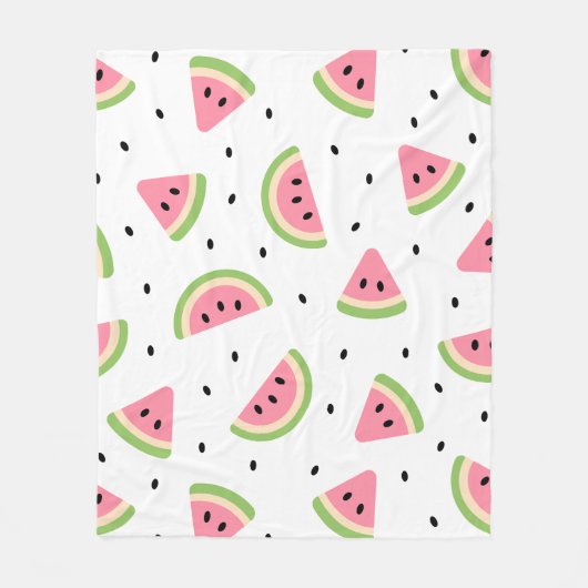 Couverture Polaire Pastèque rose, Graines de pastèque, Motif d'été (Devant)