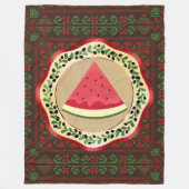 Couverture Polaire pastèque sur plaque d'olive avec tatreez palestini (Devant)