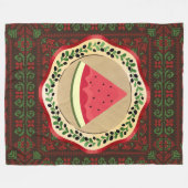 Couverture Polaire pastèque sur plaque d'olive avec tatreez palestini (Devant (Horizontal))