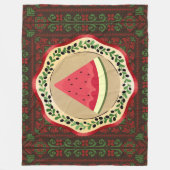 Couverture Polaire pastèque sur plaque d'olive avec tatreez palestini (Devant)