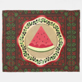 Couverture Polaire pastèque sur plaque d'olive avec tatreez palestini (Devant (Horizontal))