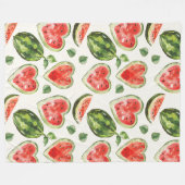 Couverture Polaire Pastèques rouges vertes blanches Cœurs (Devant (Horizontal))