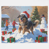 Couverture Polaire Pasteur anatolien Noël Festif Neige (Devant (Horizontal))