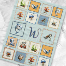 Patches de Vie Marine Mignonnes Monogramme Initial