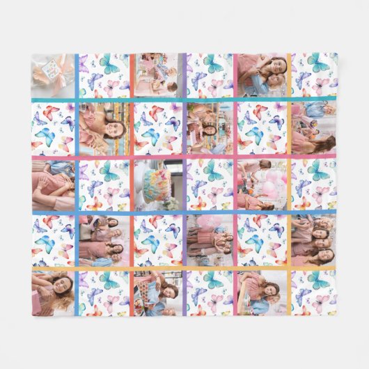 Couverture Polaire Patchwork Baby shower papillon (Devant (Horizontal))