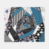 Couverture Polaire patchwork bleu, populaire, patchwork, folle, rusti (Devant (Horizontal))