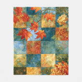 Couverture Polaire Patchwork Botanique de Feuille d'Érable d'Automne (Devant)
