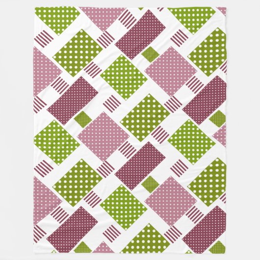 Couverture Polaire Patchwork brun vert pois dos blanc (Devant)