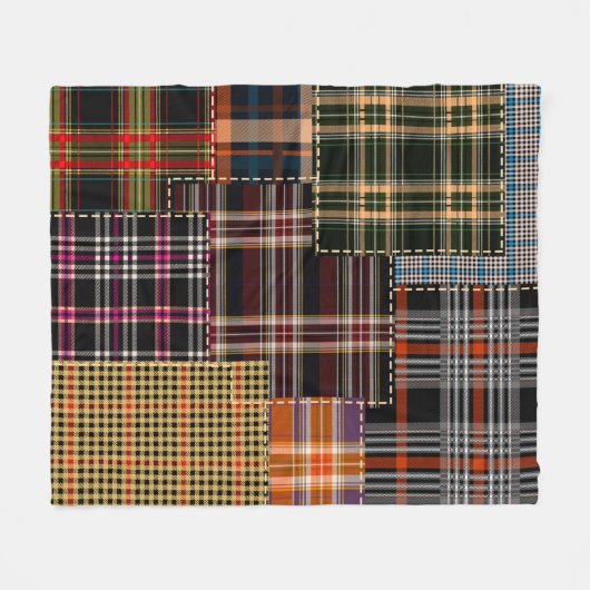 Couverture Polaire patchwork chercks motif, design tartan, surface  (Devant (Horizontal))