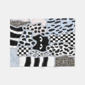 Couverture Polaire Patchwork Chic Chat Noir Suspicieux Gingham & Carr (Devant (Horizontal))