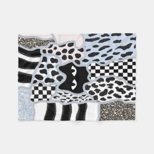 Couverture Polaire Patchwork Chic Chat Noir Suspicieux Gingham & Carr