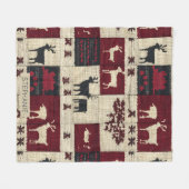 Couverture Polaire Patchwork croisé rustique | Folk Holiday Motif (Devant (Horizontal))