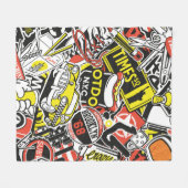 Couverture Polaire Patchwork d'autocollants urbains de New York vinta (Devant (Horizontal))