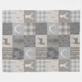 Couverture Polaire Patchwork de bois rustique - Neutres (Devant (Horizontal))