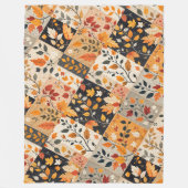 Couverture Polaire Patchwork de feuilles d'automne. (Devant)