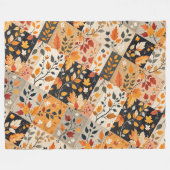 Couverture Polaire Patchwork de feuilles d'automne. (Devant (Horizontal))