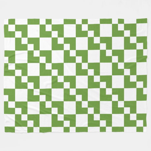 Couverture Polaire Patchwork Domino - Avocado Vert et Blanc (Devant (Horizontal))