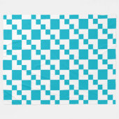 Couverture Polaire Patchwork Domino - Blanc et Aqua Blue (Devant (Horizontal))