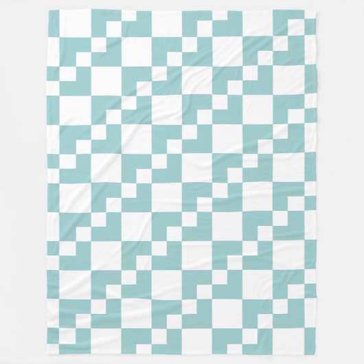 Couverture Polaire Patchwork Domino - Bleu clair vert et blanc (Devant)