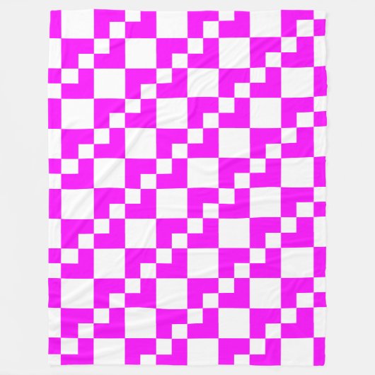 Couverture Polaire Patchwork Domino - Magenta et blanc (Devant)