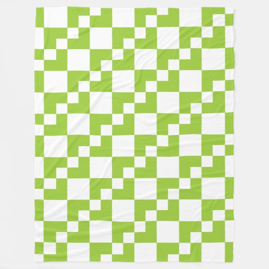 Couverture Polaire Patchwork Domino - Martian Green et White (Devant)