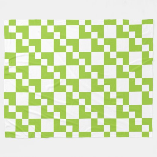 Couverture Polaire Patchwork Domino - Martian Green et White (Devant (Horizontal))