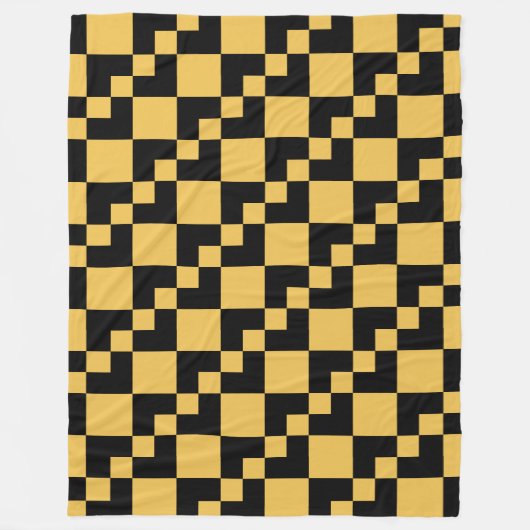 Couverture Polaire Patchwork Domino - Noir et orange (Devant)