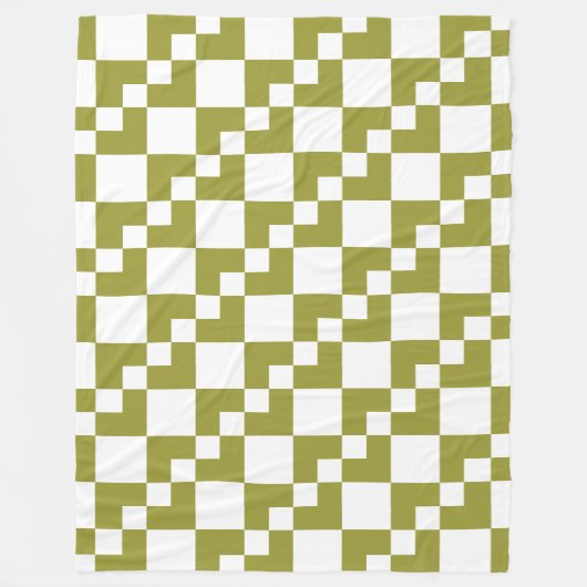 Couverture Polaire Patchwork Domino - Olive et blanc (Devant)