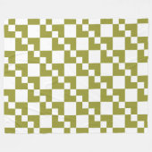 Couverture Polaire Patchwork Domino - Olive et blanc (Devant (Horizontal))