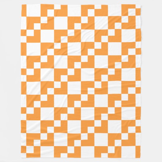 Couverture Polaire Patchwork Domino - Orange clair et blanc (Devant)