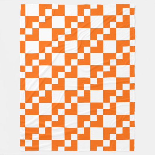 Couverture Polaire Patchwork Domino - Orange et blanc (Devant)