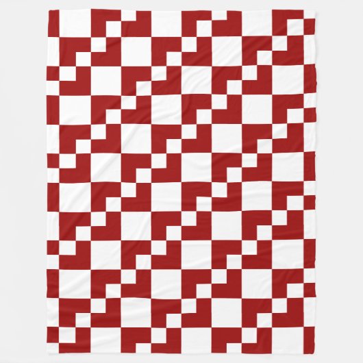 Couverture Polaire Patchwork Domino - Ruby Rouge et blanc (Devant)