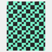 Couverture Polaire Patchwork Domino - Turquoise avec Noir (Devant)