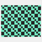Couverture Polaire Patchwork Domino - Turquoise avec Noir (Devant (Horizontal))