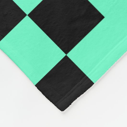 Couverture Polaire Patchwork Domino - Turquoise avec Noir (Coin)